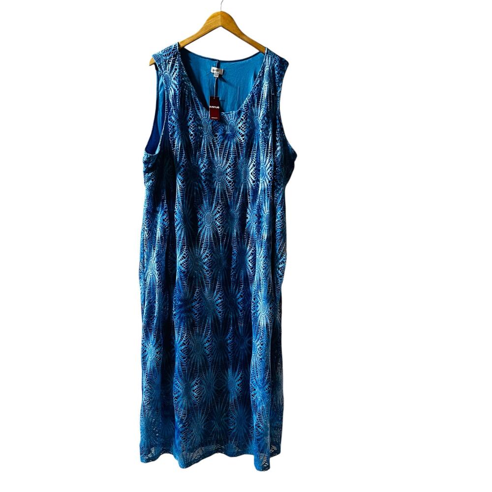 Avenue Blue Tie Dye Lace Sleeveless Maxi Dress Size 30 NWT